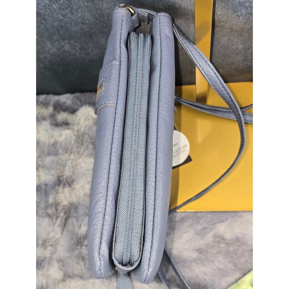 NWT Giani Bernini Crossbody Bag Folkstone Blue Gray Leather Softy Core - Picture 7 of 8